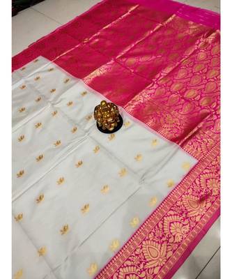 MAHATI White  hand_woven silk  sarees with blouse 2