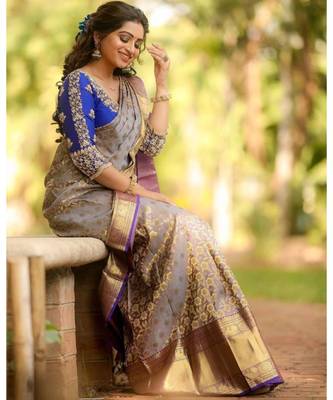 MAHATI Lavender  hand_woven silk  sarees with blouse 1