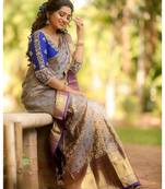 MAHATI Lavender  hand_woven silk  sarees with blouse