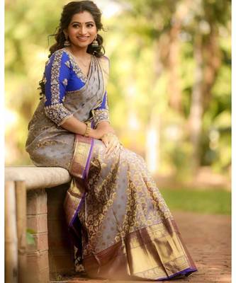 MAHATI Lavender  hand_woven silk  sarees with blouse 3