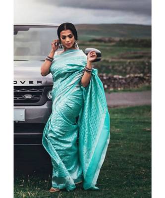 MAHATI Blue  hand_woven silk  sarees with blouse 3
