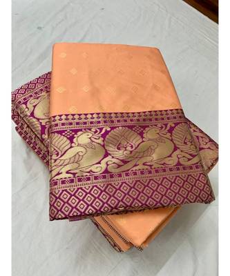 MAHATI Peach  hand_woven silk  sarees with blouse 3