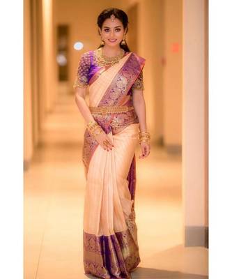 MAHATI Peach  hand_woven silk  sarees with blouse 4