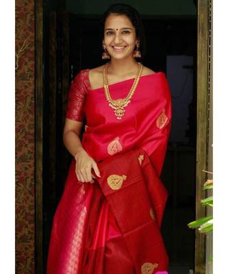 MAHATI Red  hand_woven silk  sarees with blouse 1