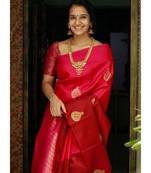 MAHATI Red  hand_woven silk  sarees with blouse