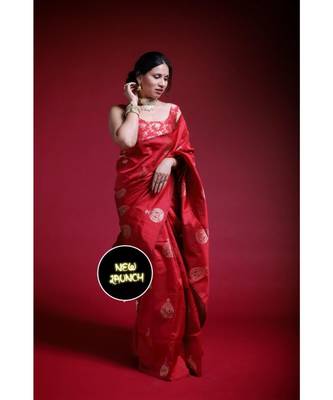 MAHATI Red  hand_woven silk  sarees with blouse 2
