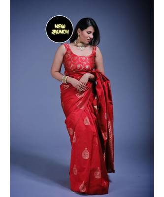 MAHATI Red  hand_woven silk  sarees with blouse 3