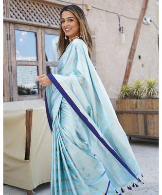 MAHATI Blue  printed silk  sarees with blouse 1
