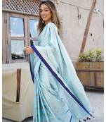 MAHATI Blue  printed silk  sarees with blouse