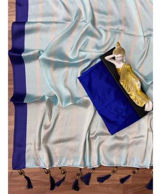 MAHATI Blue  printed silk  sarees with blouse 2