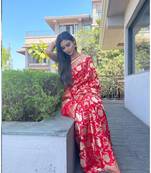 MAHATI Red  hand_woven silk  sarees with blouse