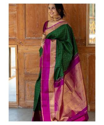 MAHATI Green  hand_woven silk  sarees with blouse 1