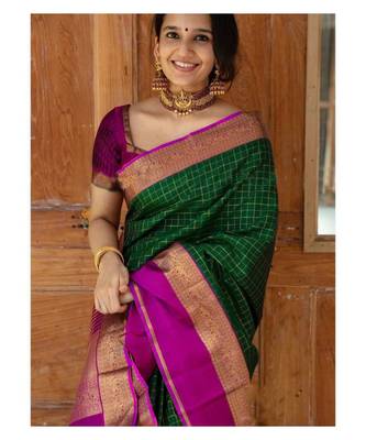 MAHATI Green  hand_woven silk  sarees with blouse 3