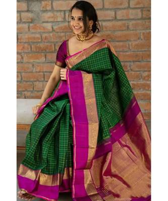 MAHATI Green  hand_woven silk  sarees with blouse 4