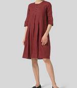 Maroon plain linen ethnic-kurtis