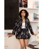 Fabnest womens handloom cotton Ikat coat and short set