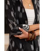 Fabnest womens handloom cotton Ikat black coat