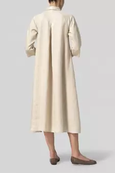 beige linen kurti with plain ethnic design