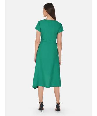 Fabnest Womens green crepe wrap around dress. 5