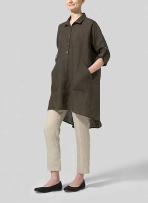 brown linen kurti ethnic kurti with minimal style 1