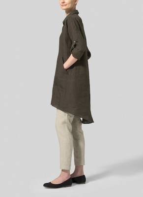 brown linen kurti ethnic kurti with minimal style 2