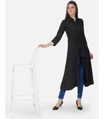Fabnest Womens Black crepe high low tunic with collar.