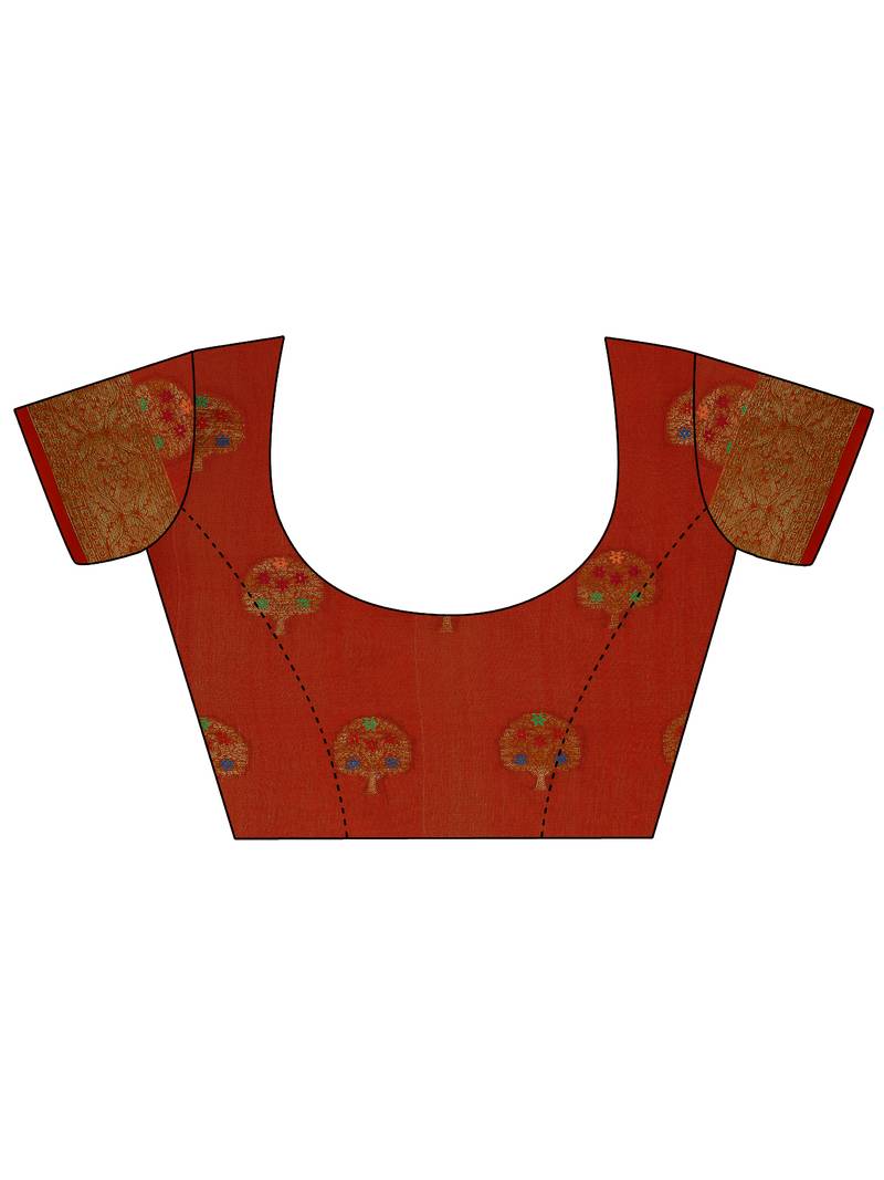 Beige Woven silk blend saree with blouse