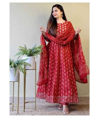 Women's Cotton Printed Kurti with Pant and duppata 1