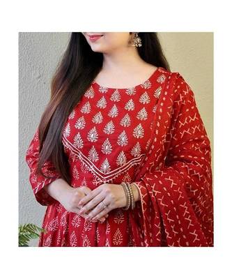 Women's Cotton Printed Kurti with Pant and duppata 2