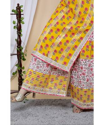 Women's kurti and Sharara with Dupatta With Gotta Work 3