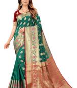 Green woven art silk sarees saree with blouse