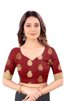 Green woven art silk sarees saree with blouse 5