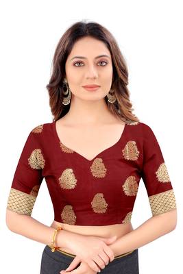 Navy blue woven art silk sarees saree with blouse 5