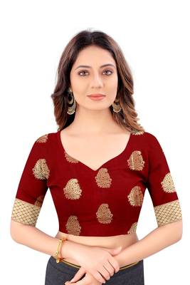 Turquoise woven art silk sarees saree with blouse 5