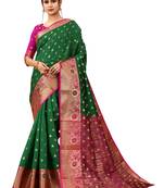 Green woven art silk sarees saree with blouse