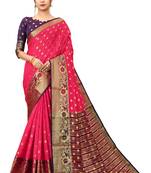 Peach woven art silk sarees saree with blouse