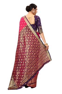 Peach woven art silk sarees saree with blouse 2