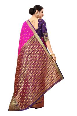Pink woven art silk sarees saree with blouse 2