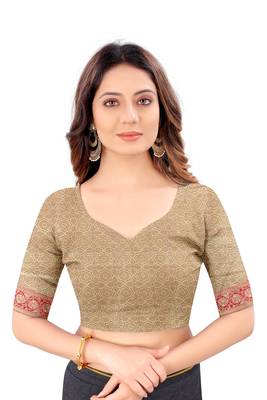Green woven tussar silk saree with blouse 5