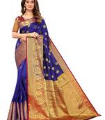 Blue woven art silk sarees saree with blouse
