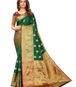Green woven art silk sarees saree with blouse