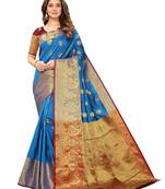 Sky blue woven art silk sarees saree with blouse