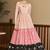 Peach & Pink & Black Metallic foilage print georgette Anarkali long gown