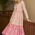Peach & Pink & Black Metallic foilage print georgette Anarkali long gown