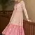 Peach & Pink & Black Metallic foilage print georgette Anarkali long gown
