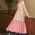 Peach & Pink & Black Metallic foilage print georgette Anarkali long gown