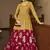 Mustard Yellow & Rani Pink Metallic foilage print georgette Anarkali long gown