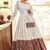 White & Brown Metallic foilage print georgette Anarkali long gown