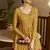 Mustard Yellow & Rani Pink Metallic foilage print georgette Anarkali long gown
