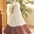 White & Brown Metallic foilage print georgette Anarkali long gown